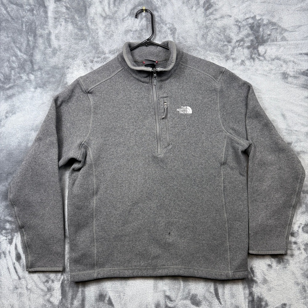The North Face Gordon Lyons Quarter Zip Pullover Mens Large Grey Fleece Sweater